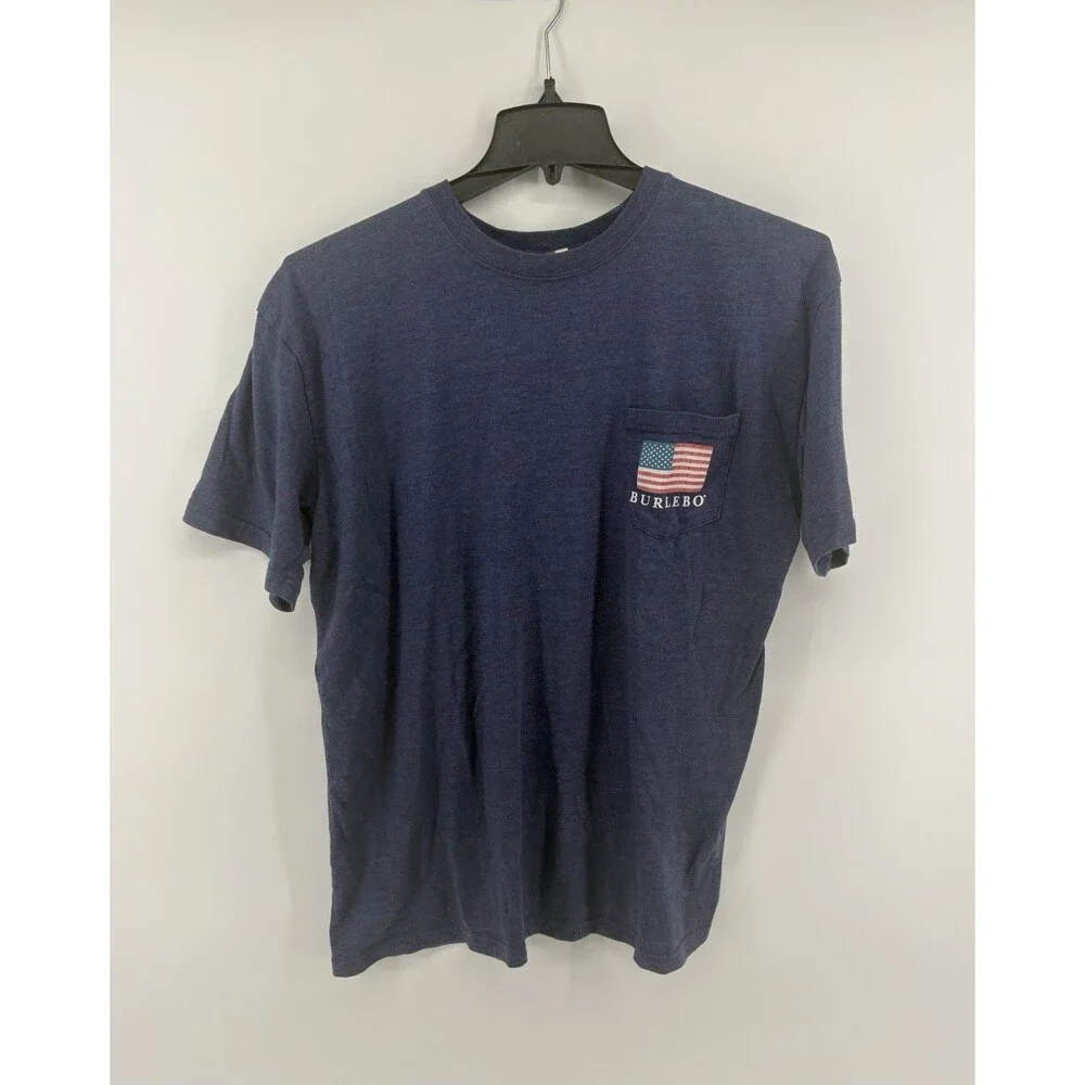 Burlebo Men’s Blue Flag Pocket Tee Shirt Ronald Reagan Quote Size Large